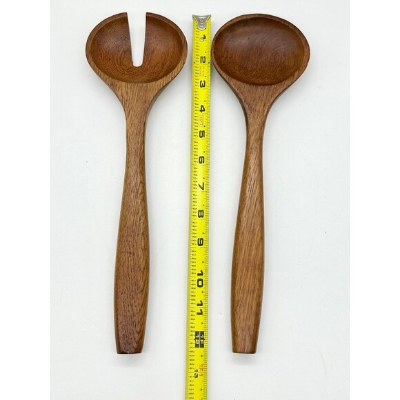 Set of Acacia Heavy Duty Salad Pasta Servers Wooden - Picture 4 of 5